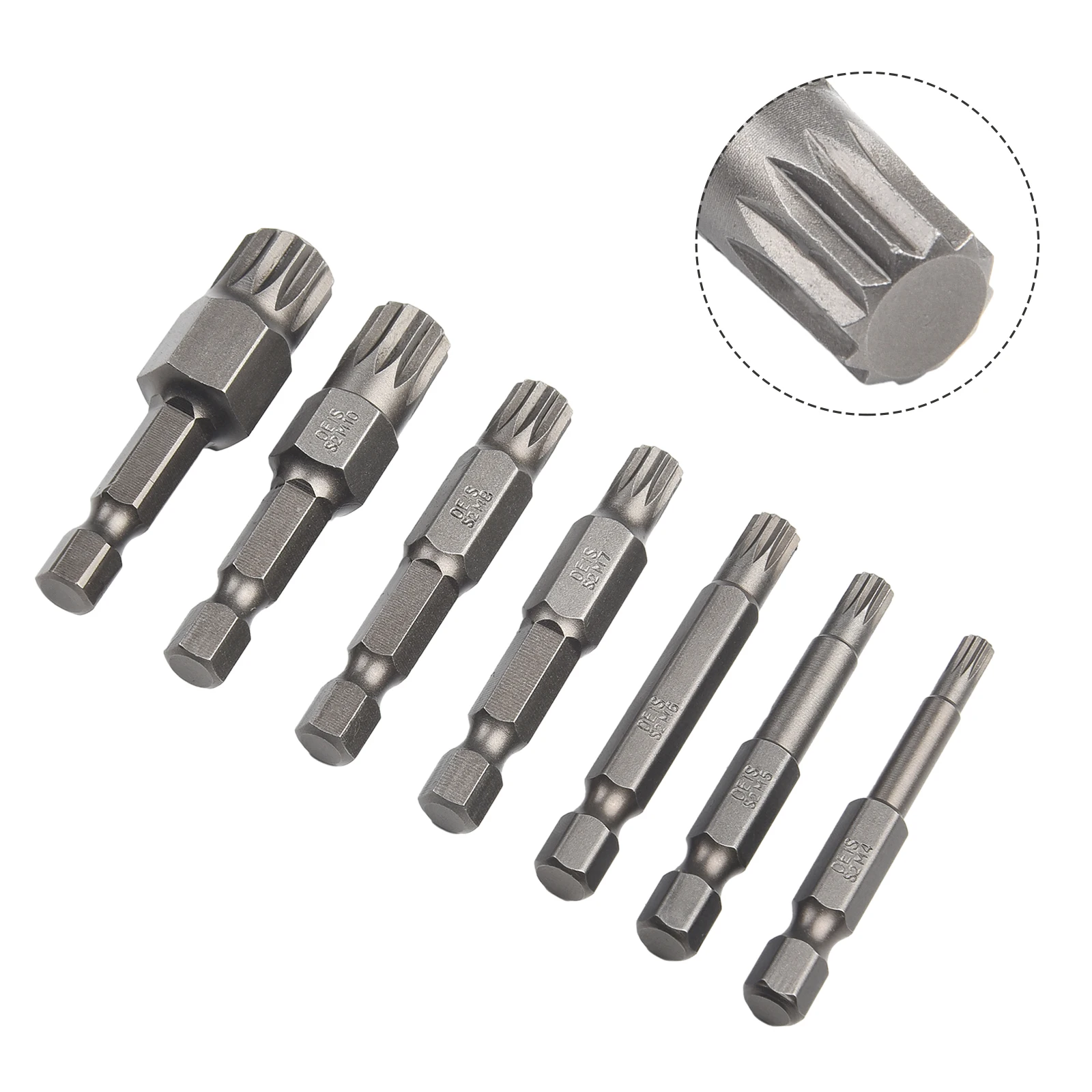 

7Pcs/Set 50mm 12-Point Torx Screwdriver Bit 6.35mm Hex Shank Magnetic Alloy Steel Screwdriver Bit M5 M6 M7 M8 M10 M-12 Tool