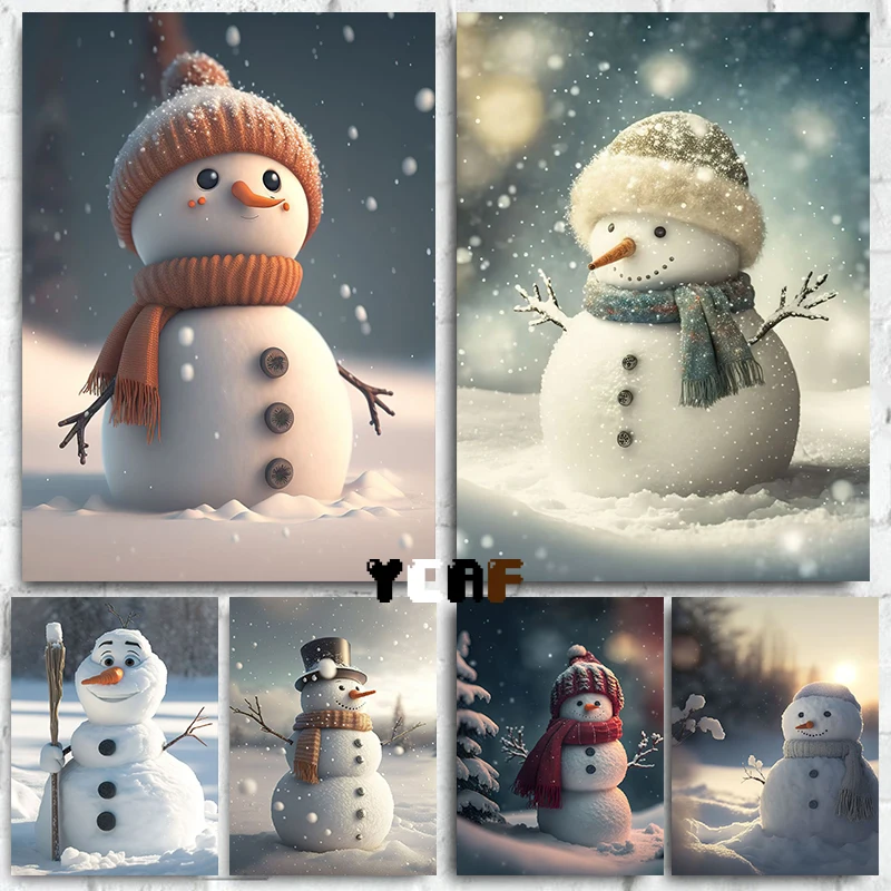 Pupazzo Di Neve Cute Fantasy Artwork Poster Canvas Printing Winter Snowman Cute Wall Art Decor Modern Artwork Home Room Wall Decoration