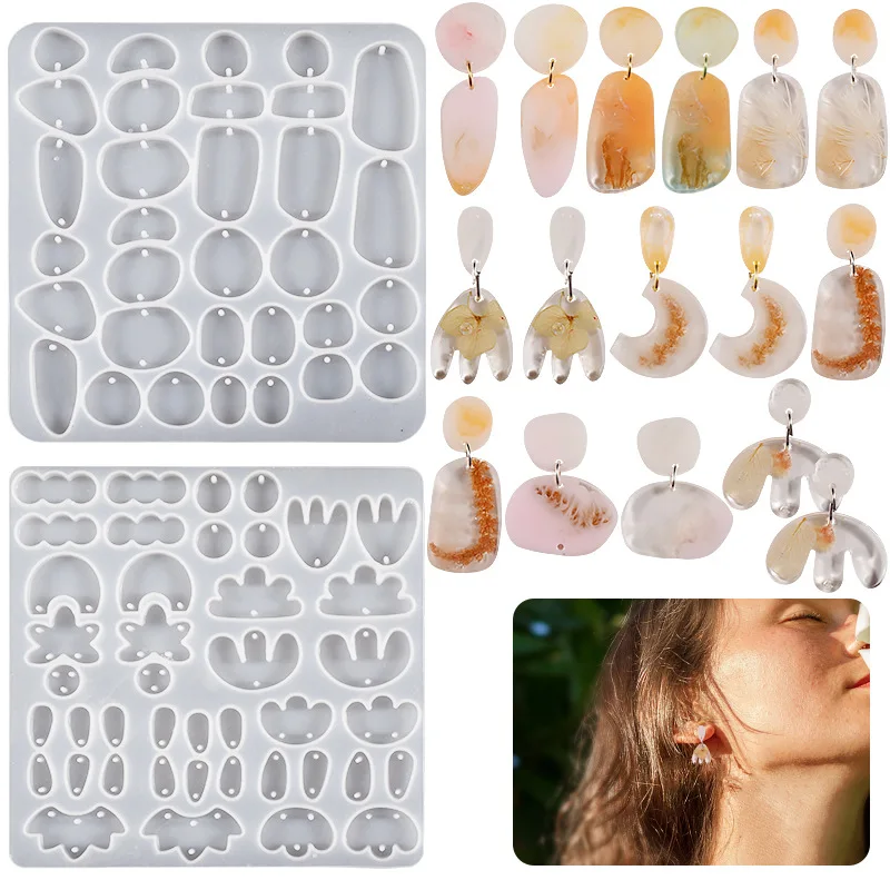 

3D Irregular Resin Earring Mold Letter Epoxy Silicone Molds Geometric DIY Crafts Pendant Keychain Jewelry Making Mould