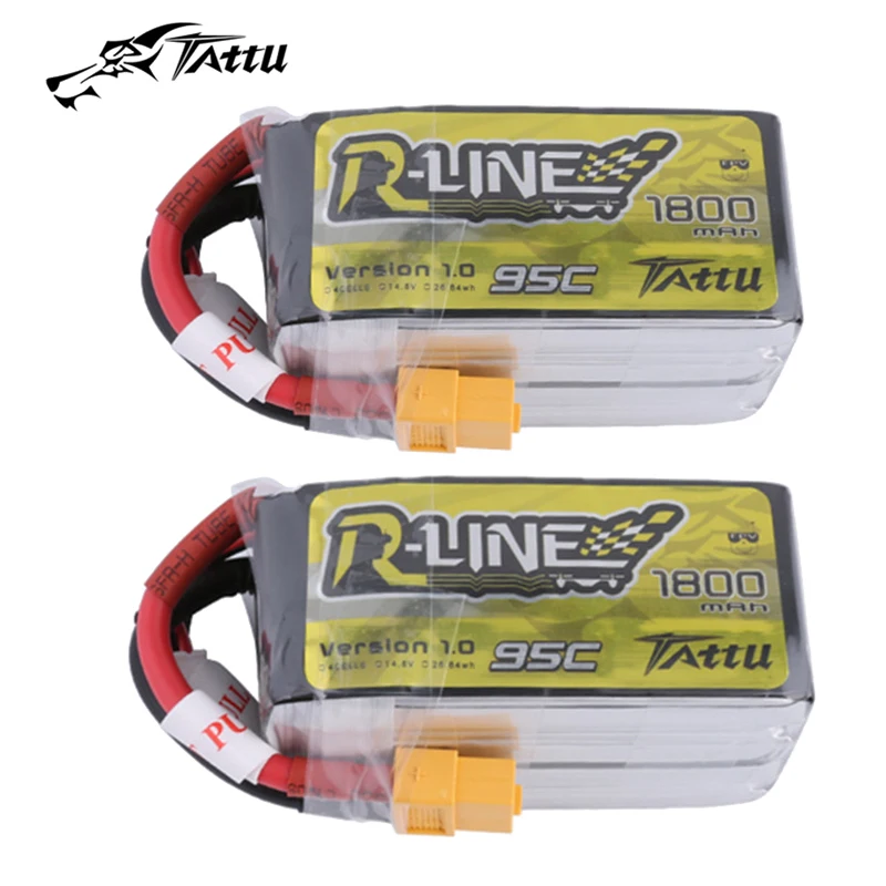 

TATTU-R-LINE 1.0 14.8V 1800mAh 95C LiPo Battery With XT60 Plug For RC Helicopter Quadcopter FPV Racing Drone Parts 4S Battery