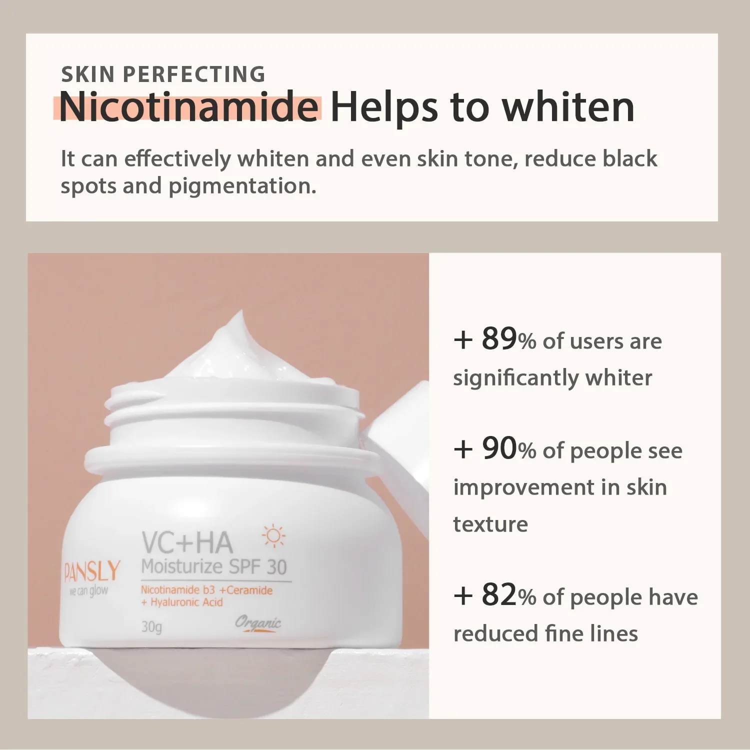 Moisturize SPF30 Face Cream Day Cream Whitening and Brightening, Smooth & Tighten The Skin, 30g