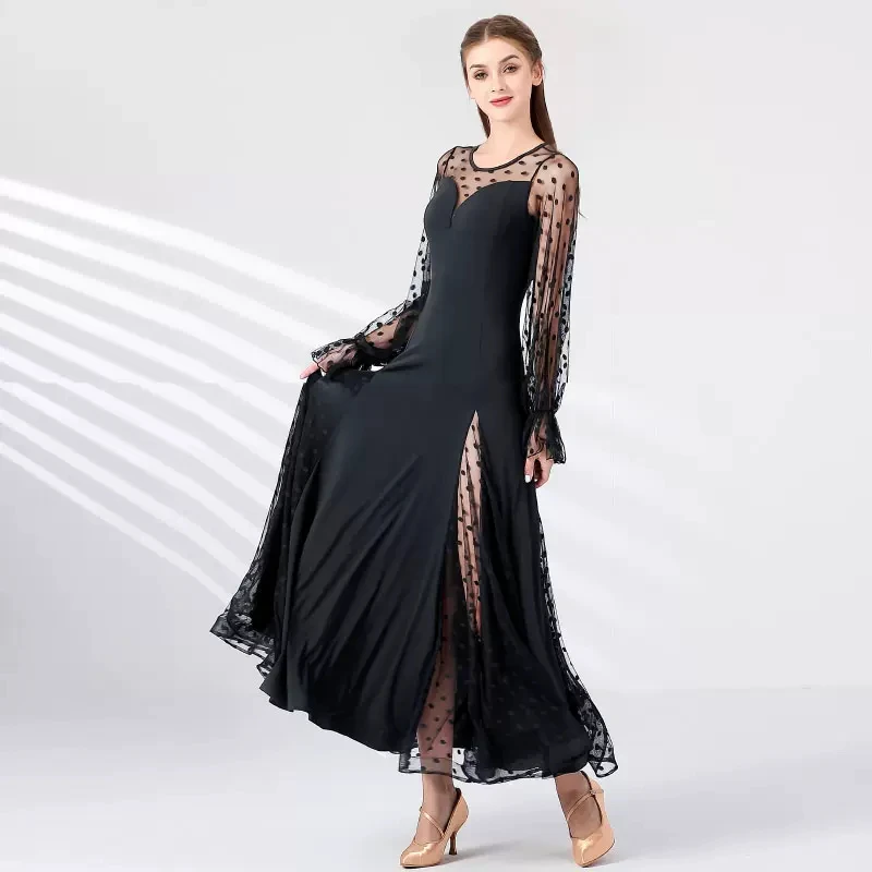 

Lace Elegant Ballroom Dance Practice Dress for Women Sexy Waltz Performance Clothes Standard Modern Party Dancewear Costumes