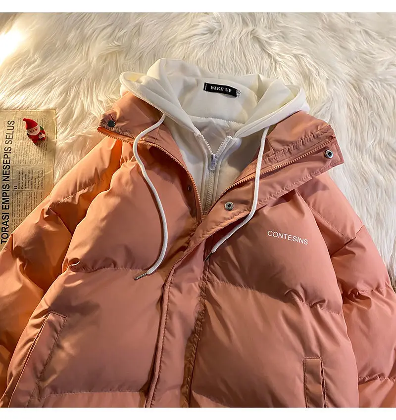 Winter leisure cotton clothes women Y2K multi-functional fake two pocket zipper down jacket thick coat Korean version winter new