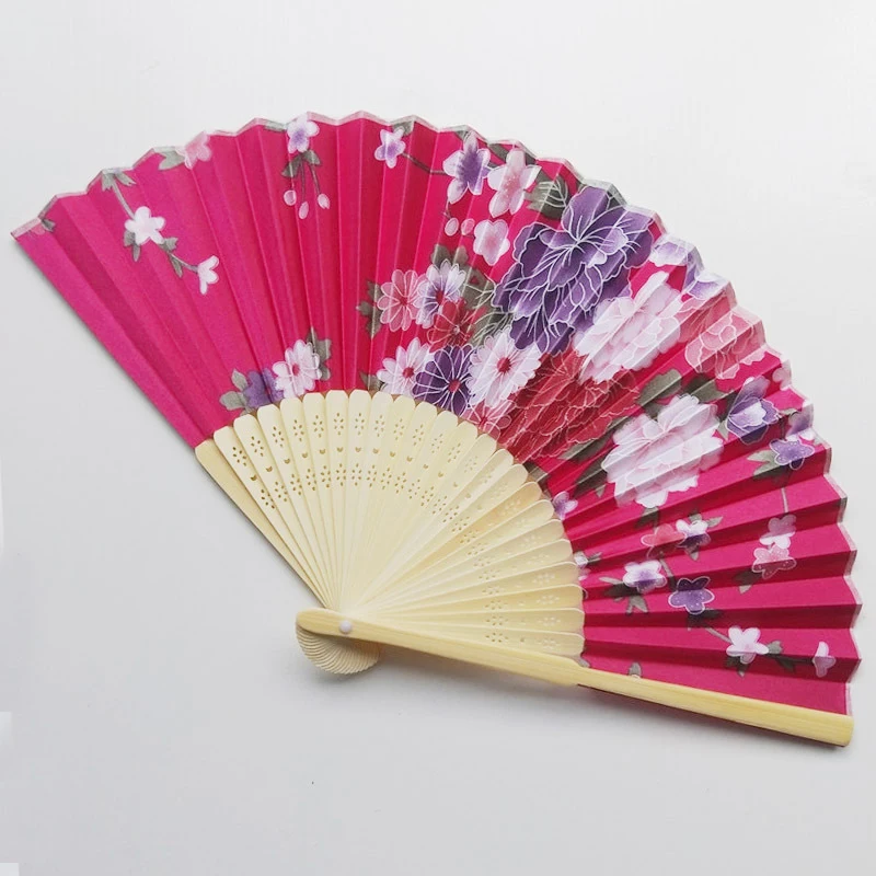 Folding Fan Hand Fan Silk Fans Silk Fan Chinese Japanese Style Folding Home Decoration Vintage Art Craft Gift Party Dance Print Flower Pattern Hand Fan Gift