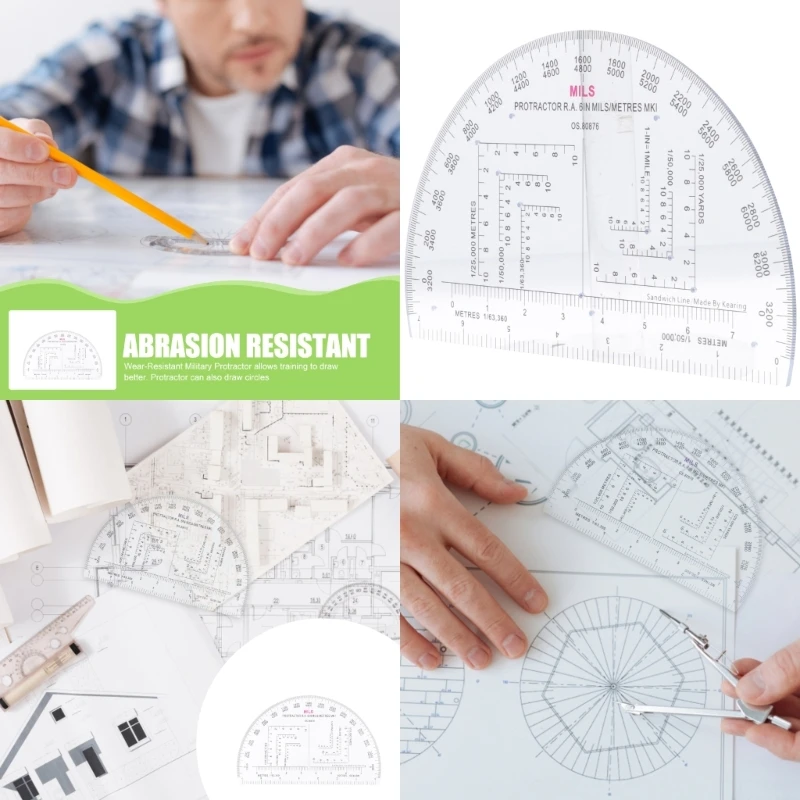 Semicircle Military Coordinate Scale Protractor Map Coordinate Romer Grids Reference Tool
