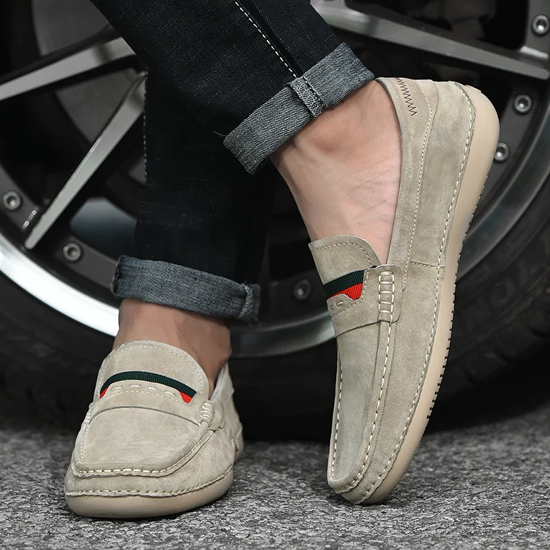 mocassin for men luxury brand Fashion Men Sneakers Suede Leather trend Men Loafers Slip-On Golf shoes Driving shoes Zapatos mens shoes