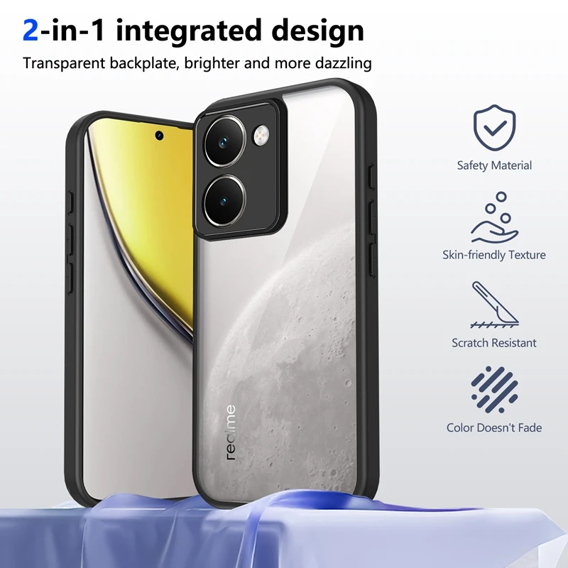 Transparent Silicone Shockproof Clear Phone Case with PC Back and TPU Bumper