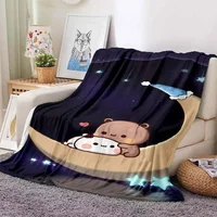 Cute Bubu and Dudu Series Blanket Cartoon Print Kids Warm Flannel Soft Comfortable Home Travel Blanket Bed Blanket Birthday Gift 1