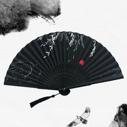 Vintage-Inspired Folding Hand Fan - Elegant Gift - 8.26 inches (Black)