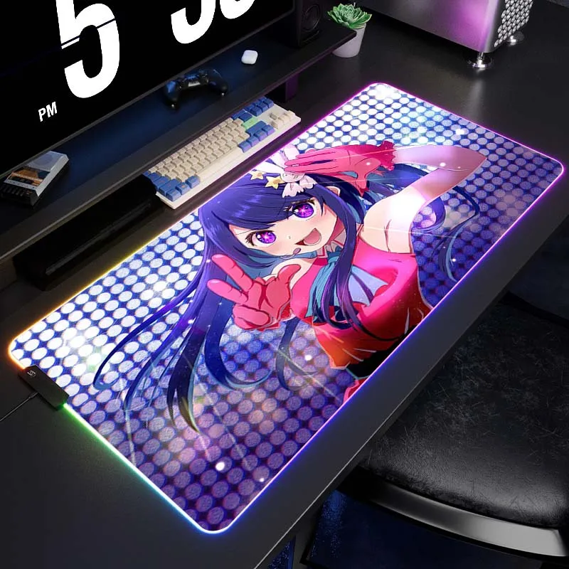 

HD Print Oshi no Ko Mouse Pad Satoru Gojo Mousepad LED Colorful Desk Mat RGB Gamer Keyboard Pad XXL Gaming Accessories Mousepads