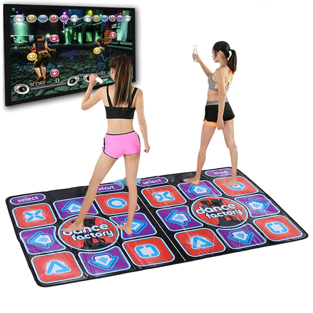 Double Users Dance Mat Game with Wireless Controller Dance Floor Mat 100 Music 60 Sensory Games Plug And Play for TV Computer