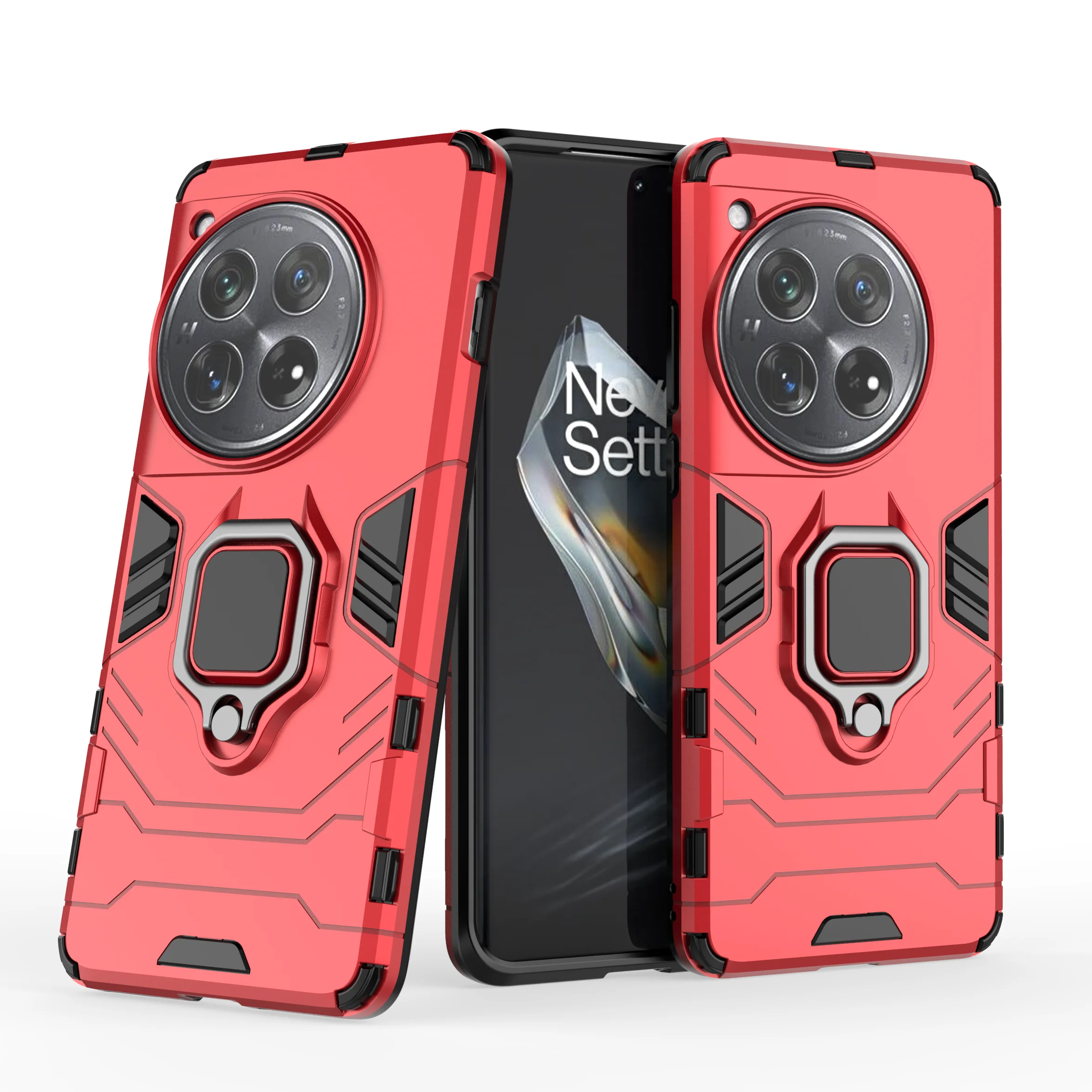 Enhanced Armor Shockproof Case with Metal Ring Stand and Bumper Protection