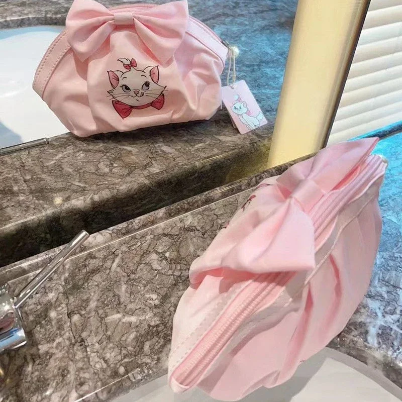 

Disney Marie Cat Cosmetic Storage Bag Pink Lovely Dumpling Luggage Bags New Anime Sweet Multifunctional Handbag Gift for Girls