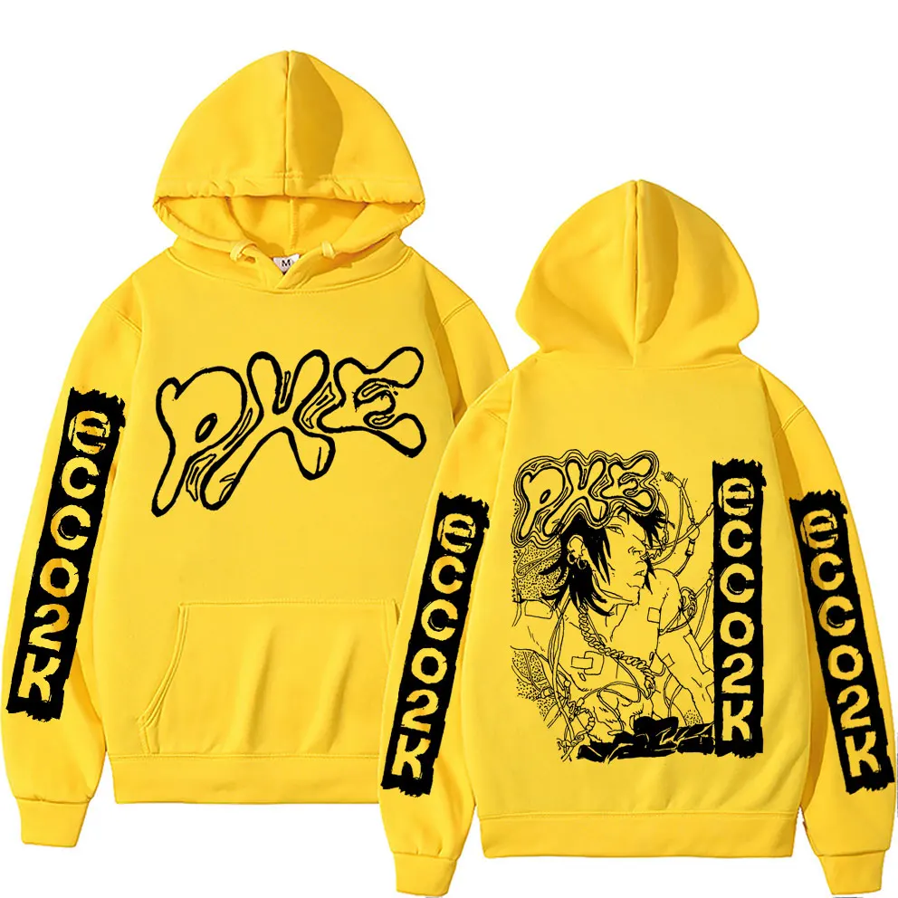 Rapper Ecco2k Double Sided Print Hoodie Drain Gang Sweatshirt Mens