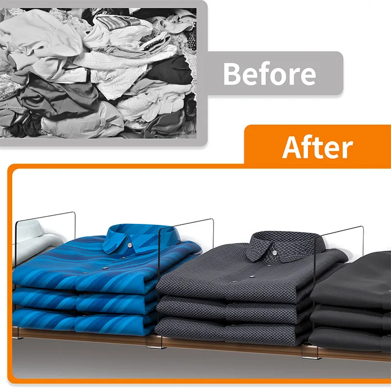 Wardrobe Clothes Organize Sorting Shelf Partitions Acrylic Clothing Baffle Jeans Pants Storage Organize 4