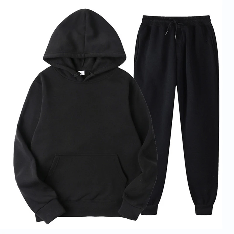 

Men Hoodie Set Tracksuit Set Hooded Sweatshirt + Sweatpants 2 Pcs Casual Hoody Basic Pullover Winter Outdoor Streetwear