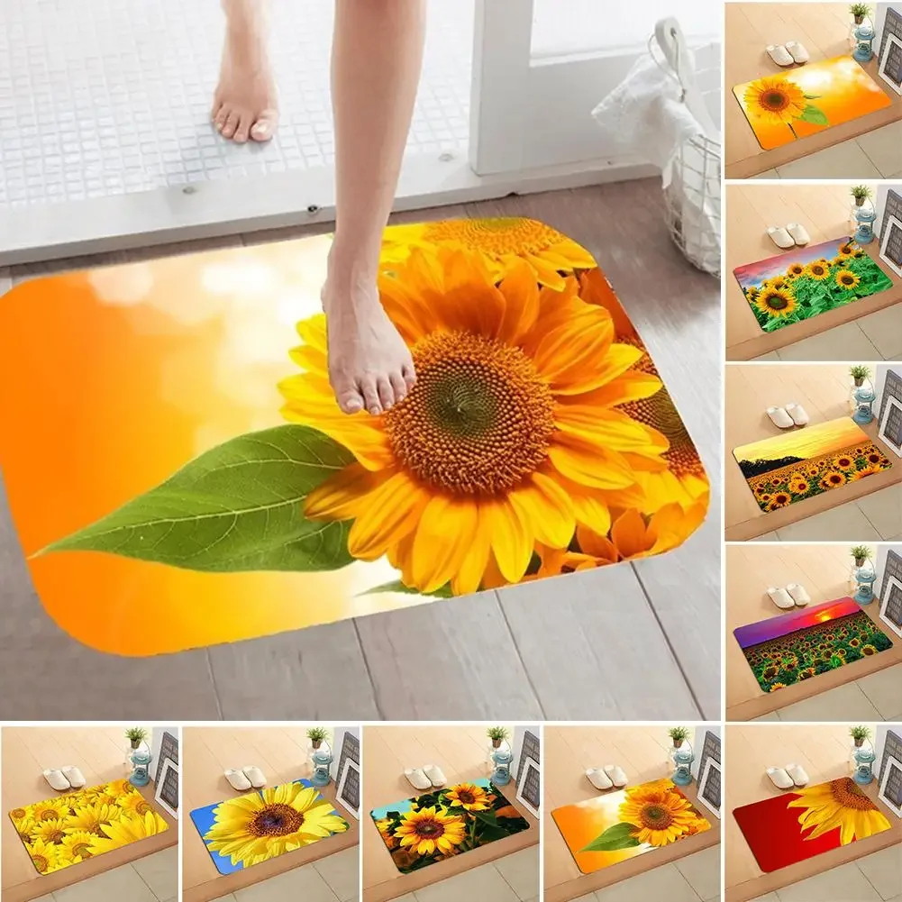 

Kitchen Mats Home Decor Non-slip Floor Sunflower Printed Door Entrance