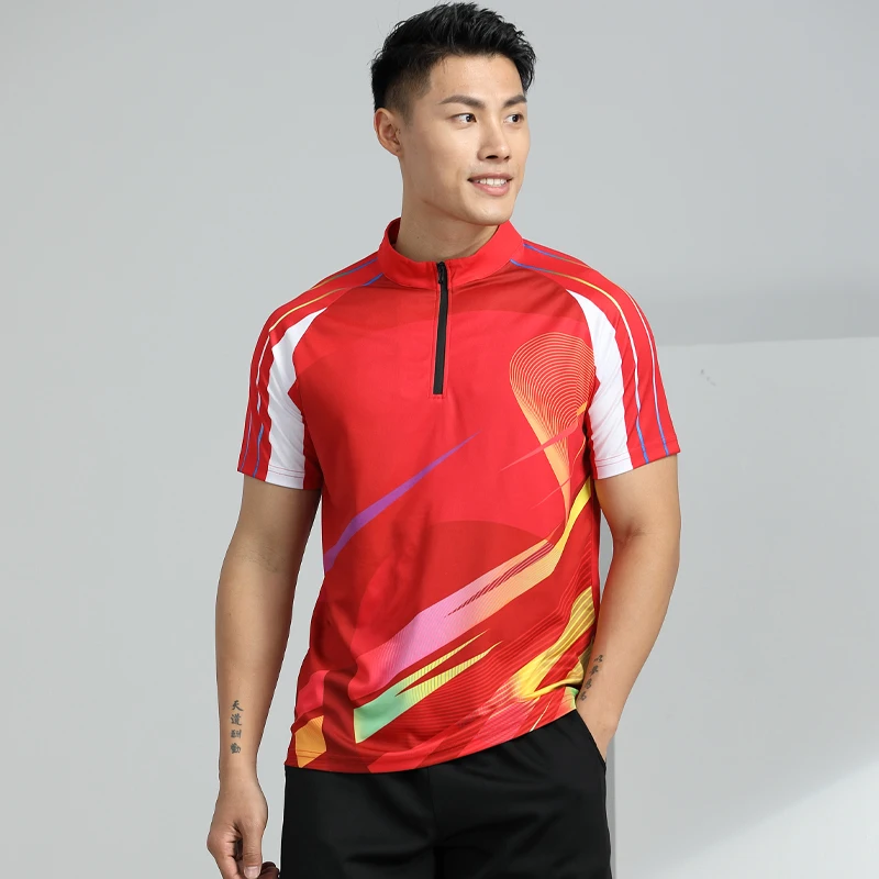 Tennis T Shirts Men Badminton Table Tennis Short Sleeve Fashion Printed Running Fitness Training Tee Casual Quick Dry Jerseys