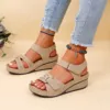 PU Women Chunky Platform Sandals Casual Soft Open-Toe Sandals without Grinding Feet for Walking Shopping Stroll 1