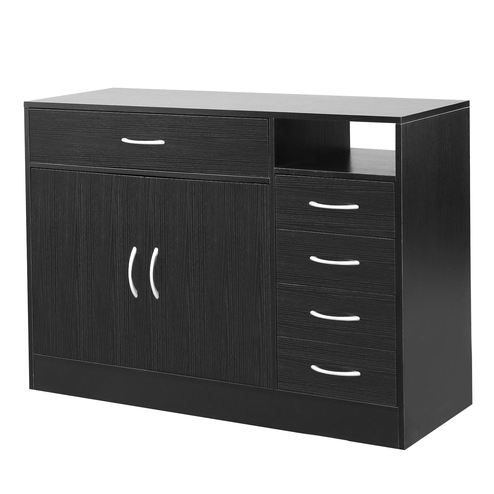 Description Picture 5 of itemBlack Bathroom Storage Cabinet Free Standing Cabinet,2 Doors & 5 Drawers Wooden Towel Organizer for Bathroom, Living Room, Kitch