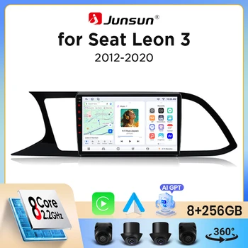 Radio para coche Junsun con CarPlay inalámbrico y Android Auto para SEAT Leon Mk3 (5F) 2012-2020, con ventilador de refrigeración integrado, GPS Android, reproductor multimedia, WiFi, DSP, RDS, BT, SWC, pantalla táctil IPS, autoradio, reproductor de video, unidad principal estéreo. 1
