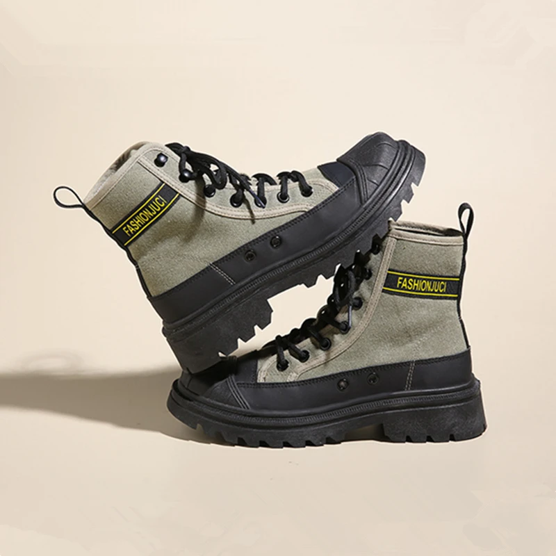 Women's Boots Canvas Uppers Wear-resistant Soles Breathable Trend Ladies Casual Sneakers Comfortable Thick-soled Outdoor Boots