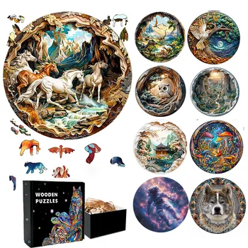 Interactive 3D Cave Jurassic Animal Wooden Puzzle Game - Educational Toy for Kids and Adults - Ideal Birthday Gift Jigsaw Puzzle 1