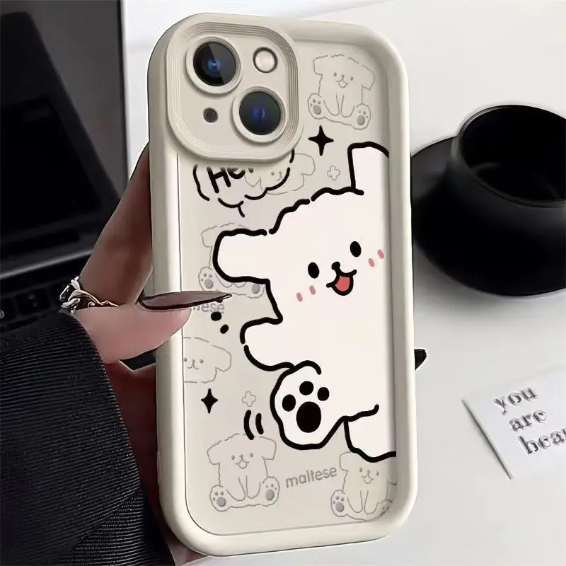 Charming Maltese Dog Cartoon Phone Case Design