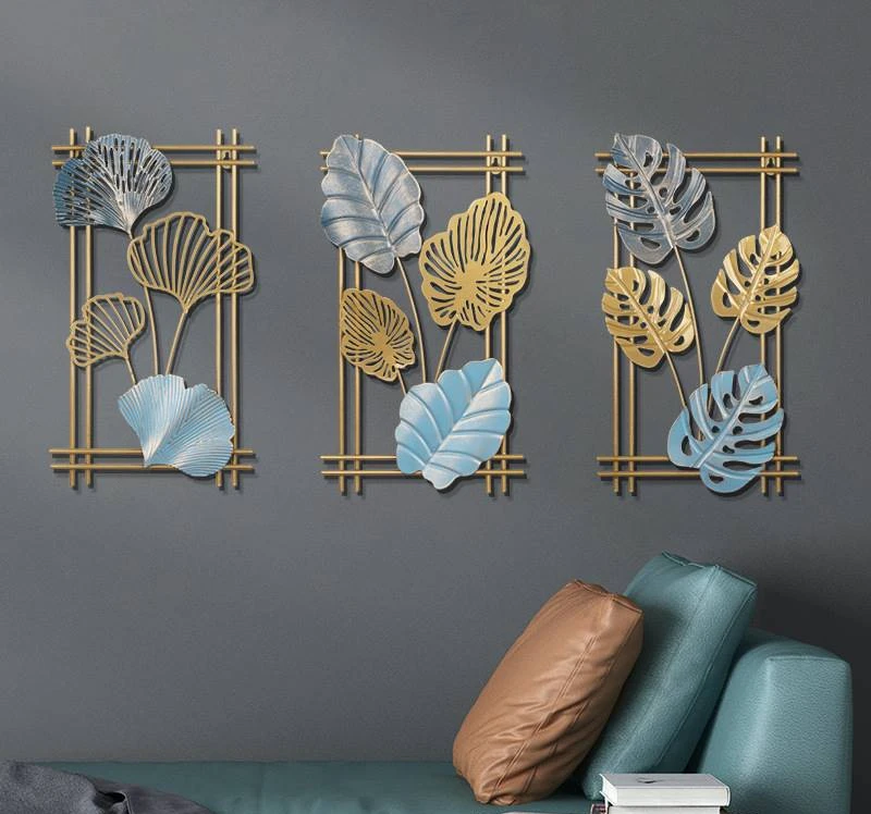 

Modern New Chinese Style Golden Ginkgo Flower Three-Dimensional Wall Hanging Home Background Wall Iron Decoration