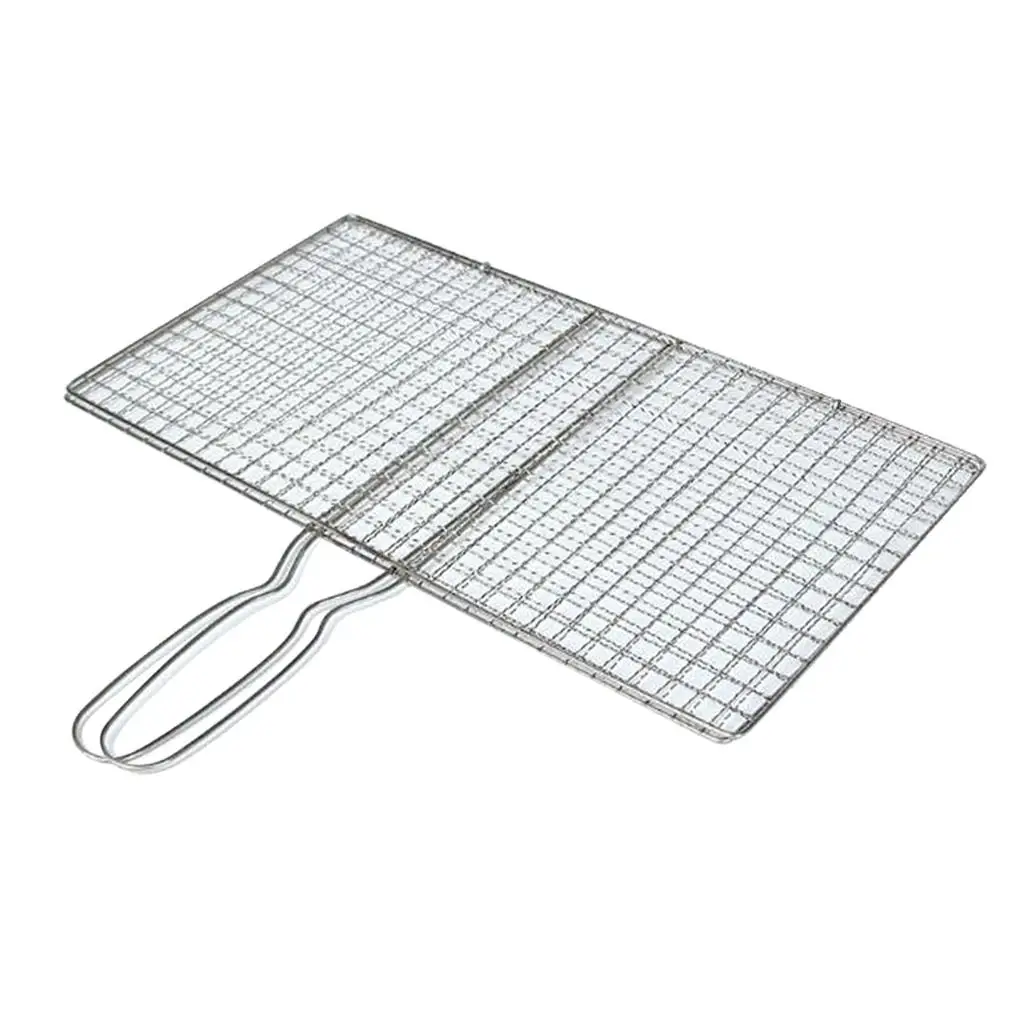Portable Stainless Steel BBQ Barbecue Grilling Basket for Fish Vegetables Steak Shrimp Chops and Other Food