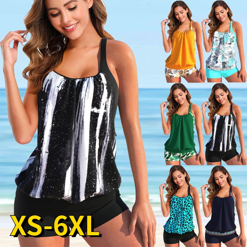 2022 Badmode Vrouwen Bloemenprint Tweedelige Tankini Set Vrouwelijke