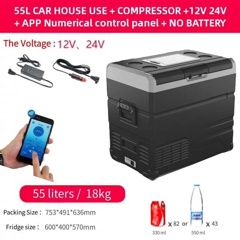 Quick Refrigeration Icebox APP Control Alpicool 55L Car Refrigerator Mini Freezer Portable Cooler Fridge DC 12V 24V Compressor cooluli classic 4 liter small mini fridge Car Fridges & Heaters