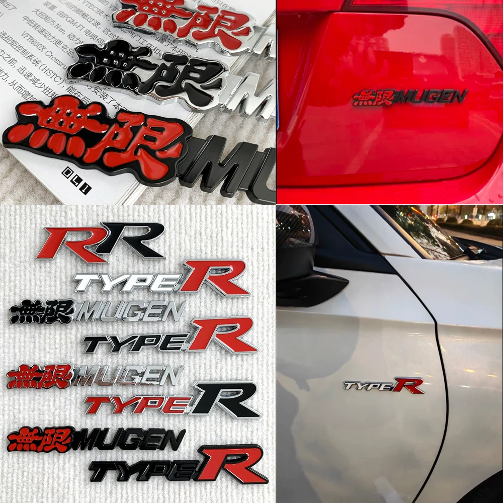 3D Metal Car Emblem Sticker Front Grille Badge Type R Logo Decals for Honda  RR Civic Mugen TypeR Racing Car Styling Accessories