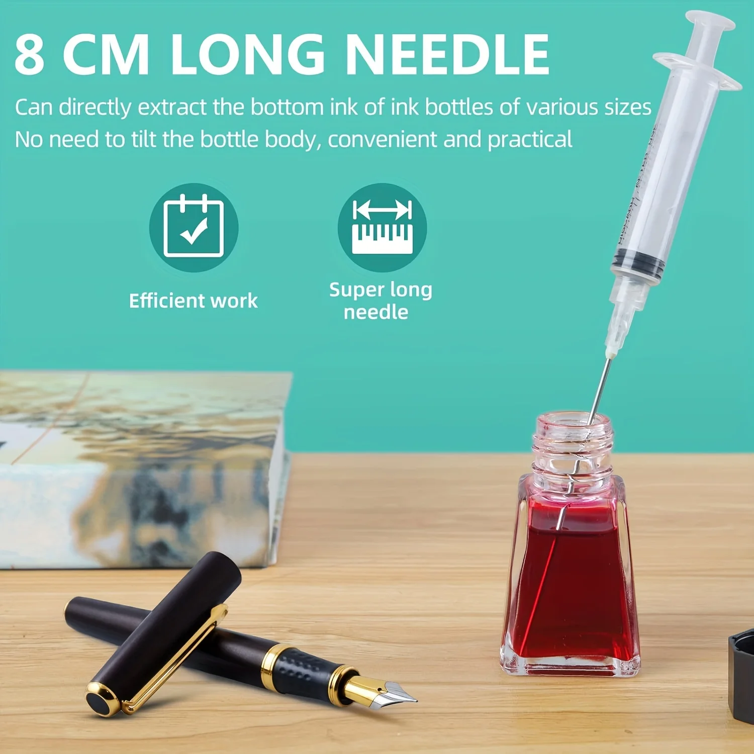 Premium Ink Syringe with Blunt Needle Tip and Luer Lock Suitable for Fountain Pen Refill 3