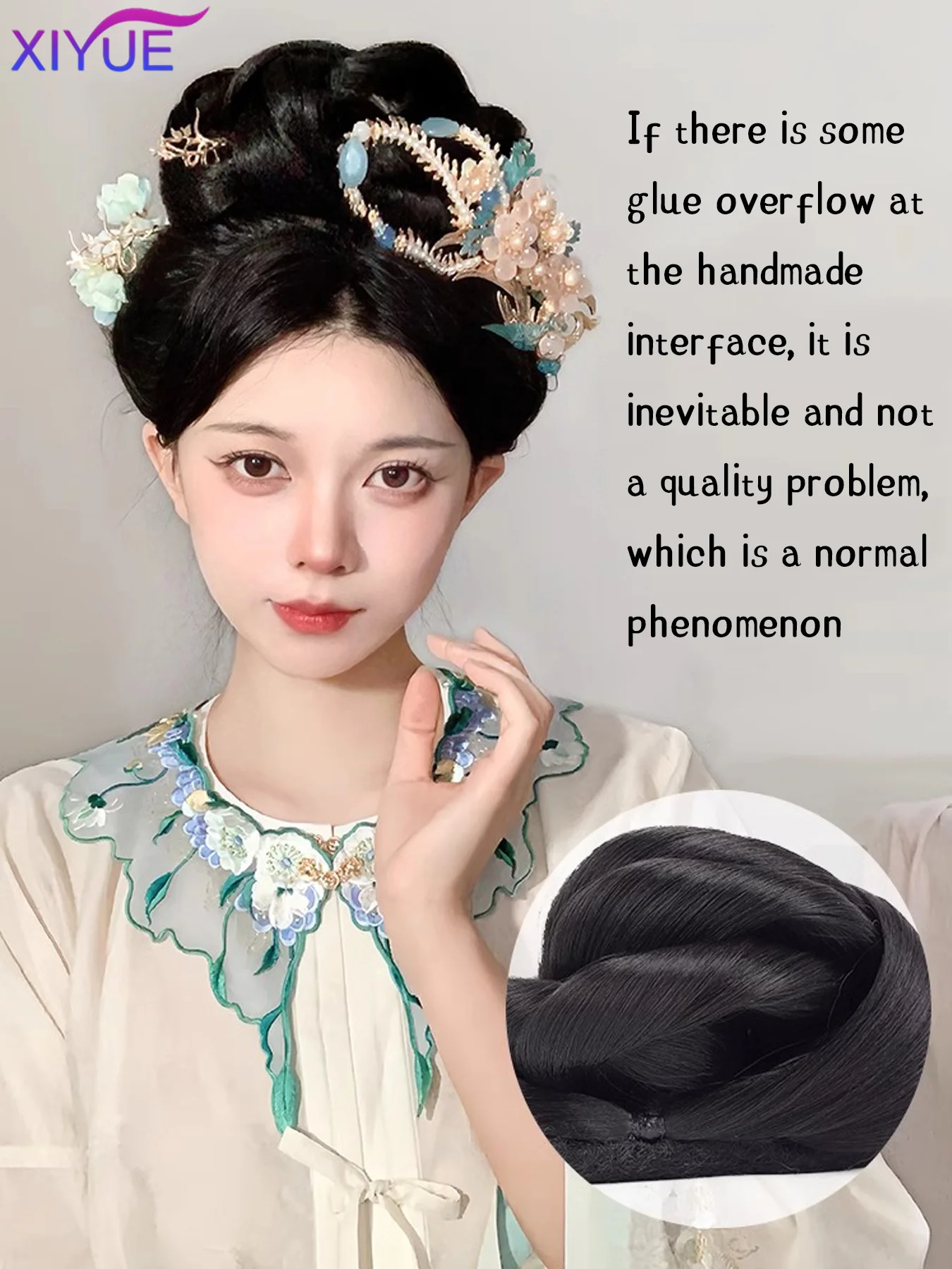 XIYUESynthetic Hanfu Wig Female Ancient Style Hair Bag Style Ancient Costume Back Pressed Bun Party Role Play Daily Pad Hair Bag