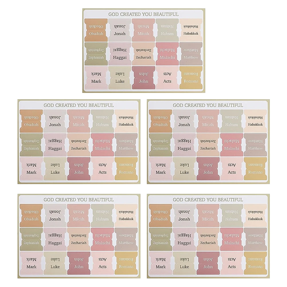 5 Sheet Bible Index Tabs Easy Read Bible Book Tabs Large Print Laminated Study Supplies Decorative Label Study Tool