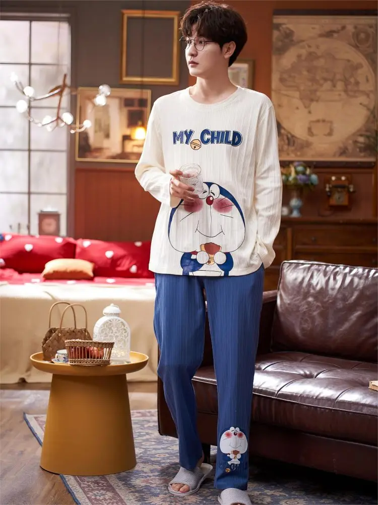 Matching Couple Pajamas Men's Cotton Silk Pajama Set Warm Korean New Two Piece Pojama Man Men Pyjamas Sleepwear Nightgown