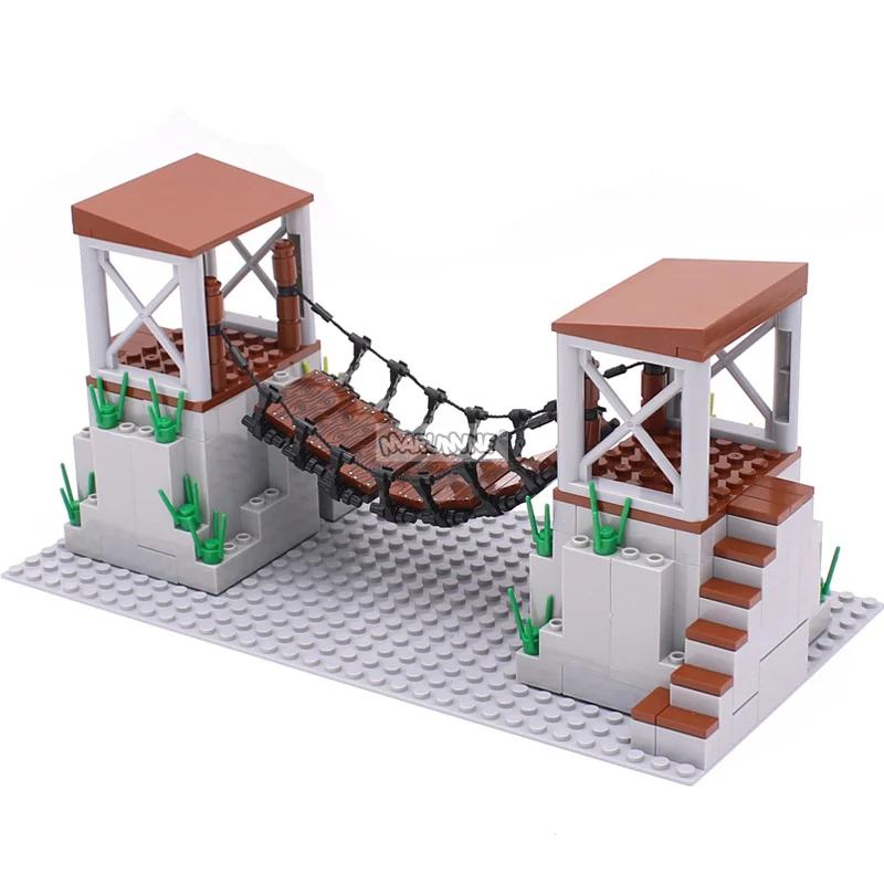 Marumine-MOC 브릭 센트리 타워 아웃라이어 밀리터리 빌딩 세트, WW2 SWAT 군인 육군 건설 블록 장면 모델 완구