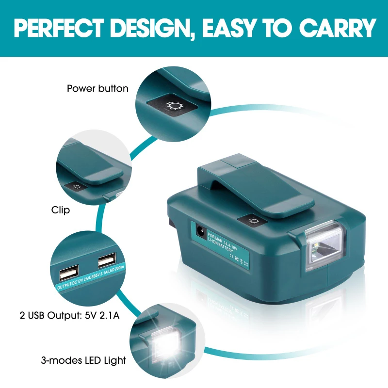 porta conversor usb com luz led spotlight