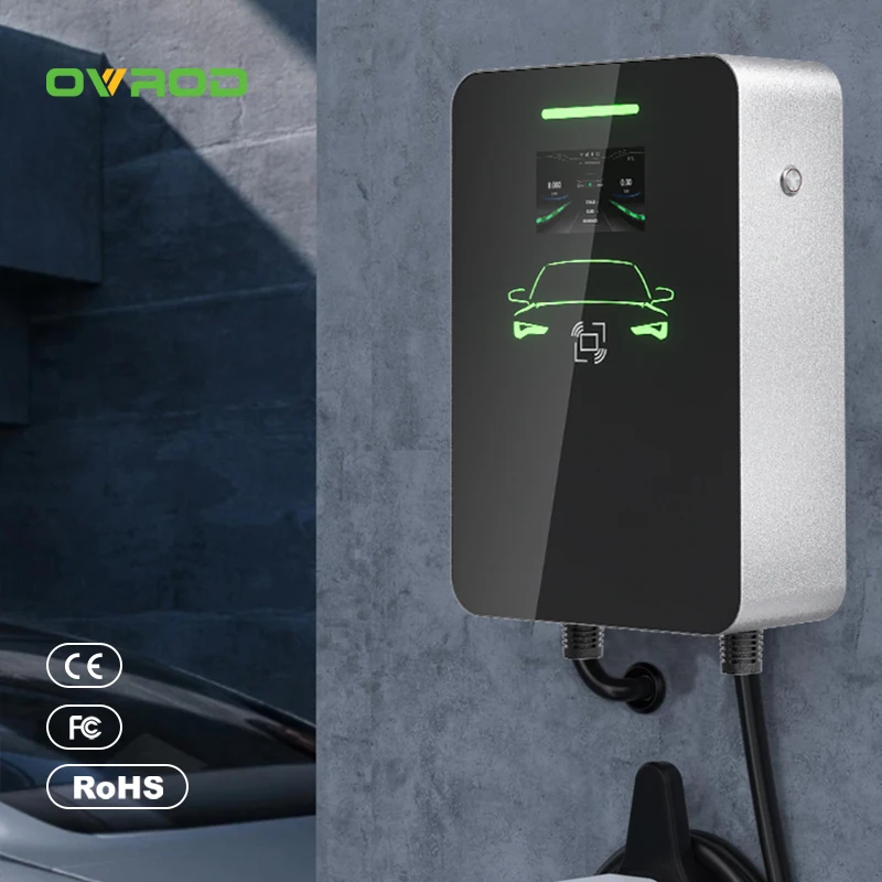 Ovrod 11KW 타입 2 EV 충전기 16A 동적 부하 분산 월박스 (4.3인치 LCD 디스플레이 포함) 신형 AC 출력 전류