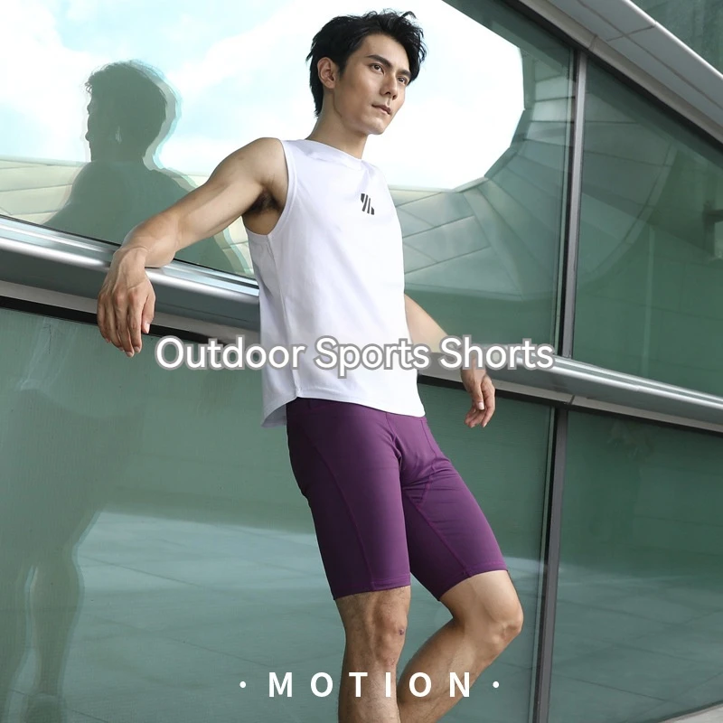 Men Waist Bag Compression Shorts Athletic Running Marathon Shorts Moisture-Wicking Quick Dry Water Rpellent Pocket Capris