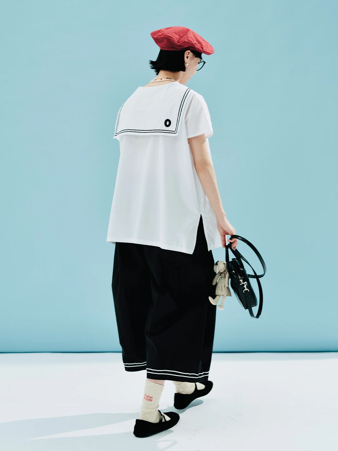 imakokoni summer literary pure cotton college style black simple wide leg pants casual pants 244585