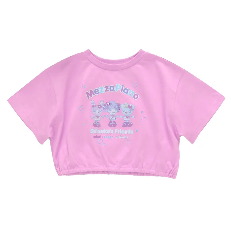 Japanese Mp Cartoon Rabbit Letter Printed Short Sleeved T-shirt Summer Sweet Girl Y2k Top Mommy and Daughter Matching Clothes matching tshirts girls tops casual t shirt kids t shirt matching outfit