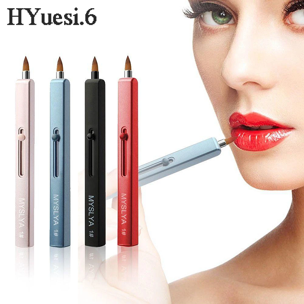 

Creative Retractable Lip Brush With Lid Mini Portable Lipstick Eyeshadow Applicator Brushes Women Beauty Makep Tools