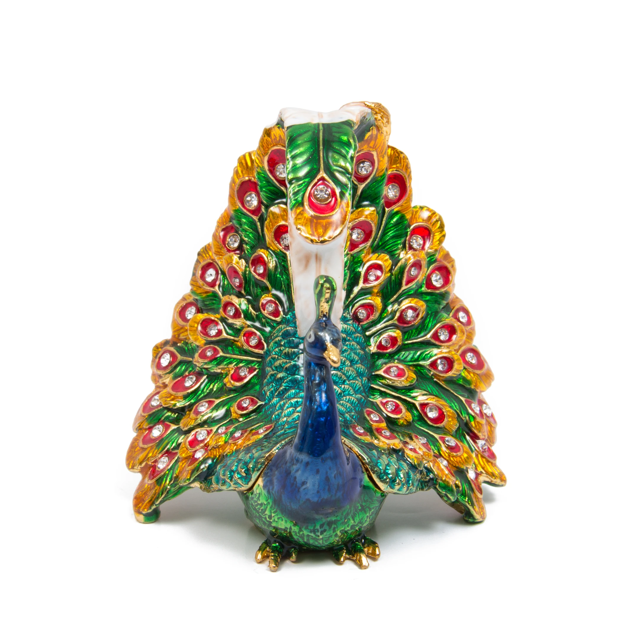 QIFU Unique Peacock Design Figurine Jewelry Trinket Box For Home Decor mini storage boxes