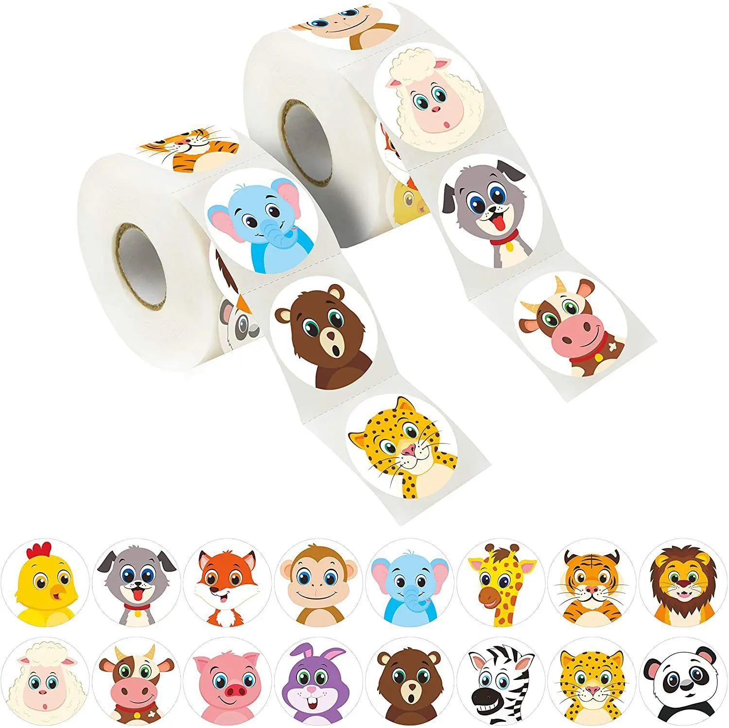 500Pcs/Roll Cartoon Animal Reward Stickers 2.5cm/1.0in Diy Decor Perfect For Learning Games Notebook Pad Fridge Gift Seal Labels 1