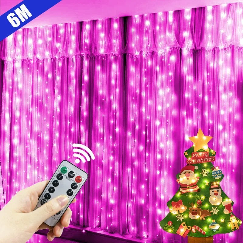 

6M/4M/3M LED Curtain Garland Fairy Lights Festoon with Remote New Year Garland Christmas Decoration Party Wedding Decoration