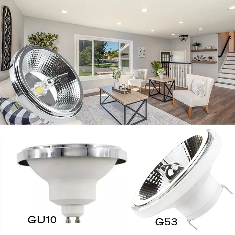 1pcs 10W 15W Dimmable  Embedded AR111 G53 LED Down Lamp GU10 Led Spot Light ES111Warm Cold White  LED Spotlight AC85-265V DC12V