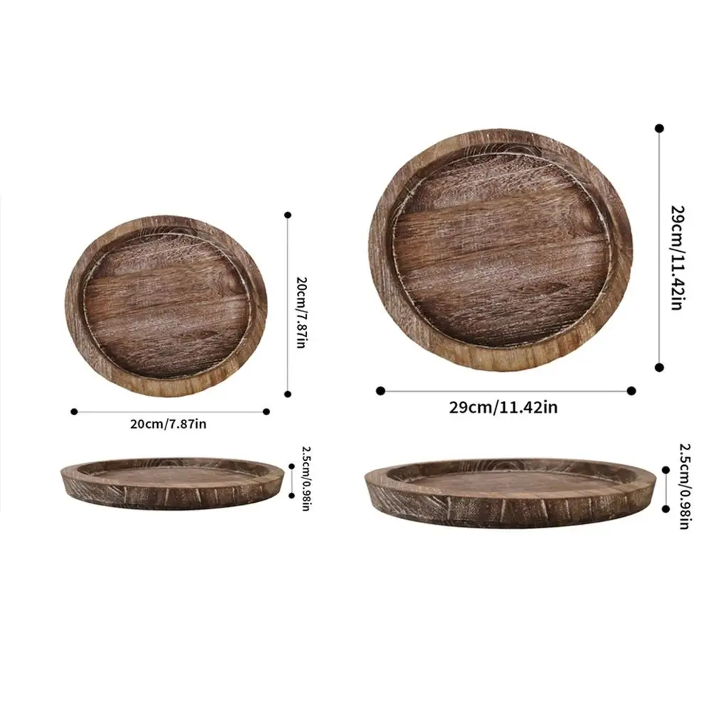 1Pc Round Wooden Tray Candle Holder Kitchen Countertop Multi-purpose Tray Home Decor for Farmhouse Dinning Table 6