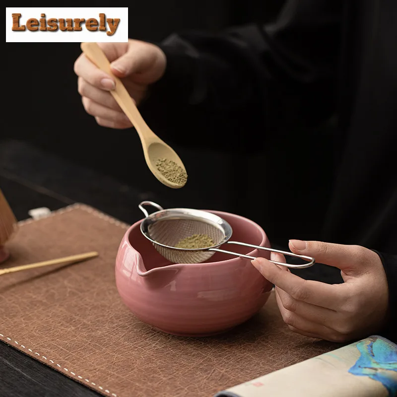 Full Moon Matcha Large Set Of Tea Whisks Standing Bowls Filter Spoons Tea Ceremony Porcelain Tea Set Equipment Supplies Craft